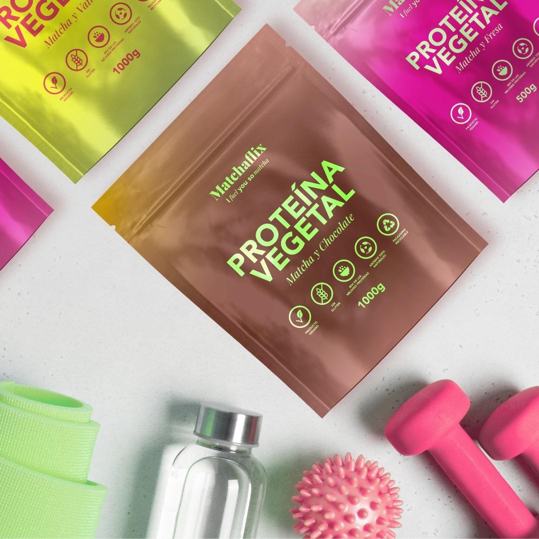 Plant protein with chocolate matcha flavor.