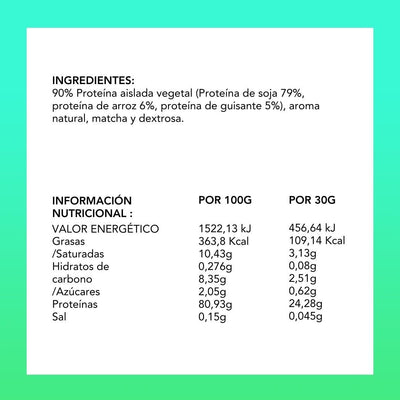 Proteínas vegetales con matcha sabor chocolate