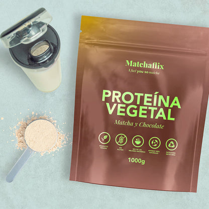 Proteínas vegetales con matcha sabor chocolate