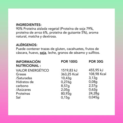 Proteínas vegetales con matcha sabor fresa