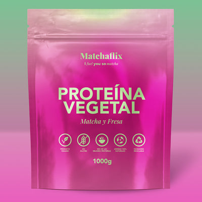 Plant protein with strawberry matcha flavor.