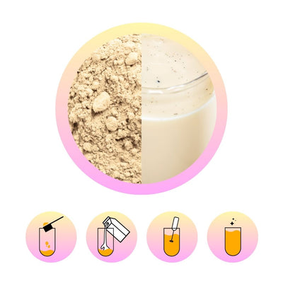 Plant protein with strawberry matcha flavor.