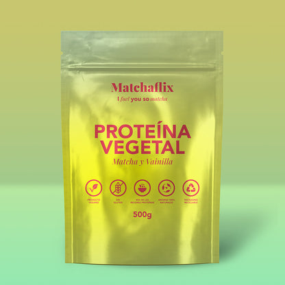 Proteínas vegetales con matcha sabor vainilla